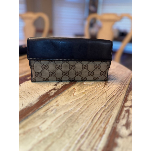 GUCCI | Brown GG Canvas and Leather Bi-Fold Long Wallet - Picture 3 of 7
